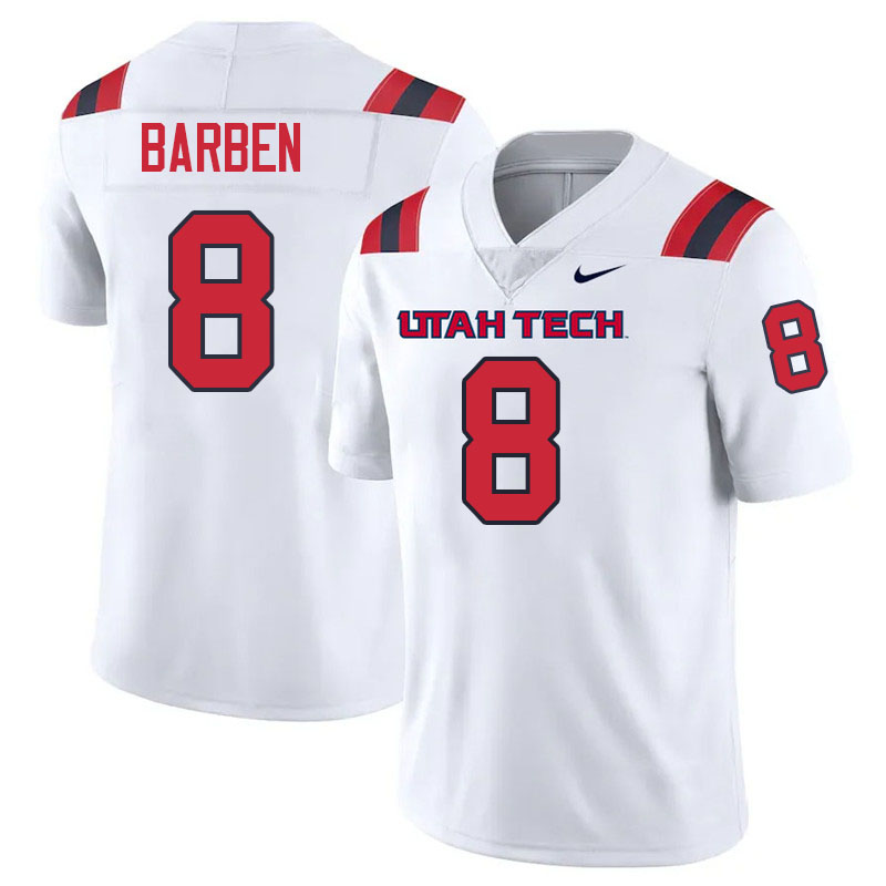 Utah Tech Trailblazers #8 Bronson Barben College Football Jerseys,Uniforms Stitched-White